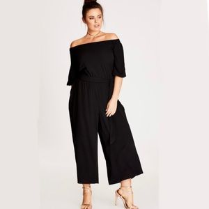 CITY CHIC Black Off-Shoulder Jumpsuit size XL / 22